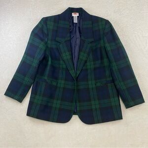 Alia Green and Blue Plaid Blazer
